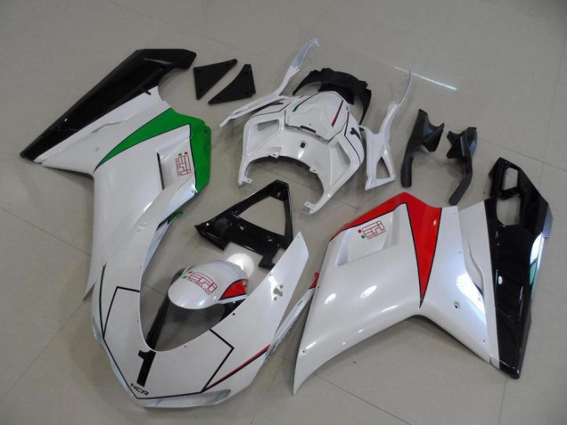 Best Ducati 848 1098 1198 2007-2014 - Bianco Perla con Italy Bandiera Best Ducati 848 1098 1198 2007-2014 - Bianco Perla con Italy Bandiera